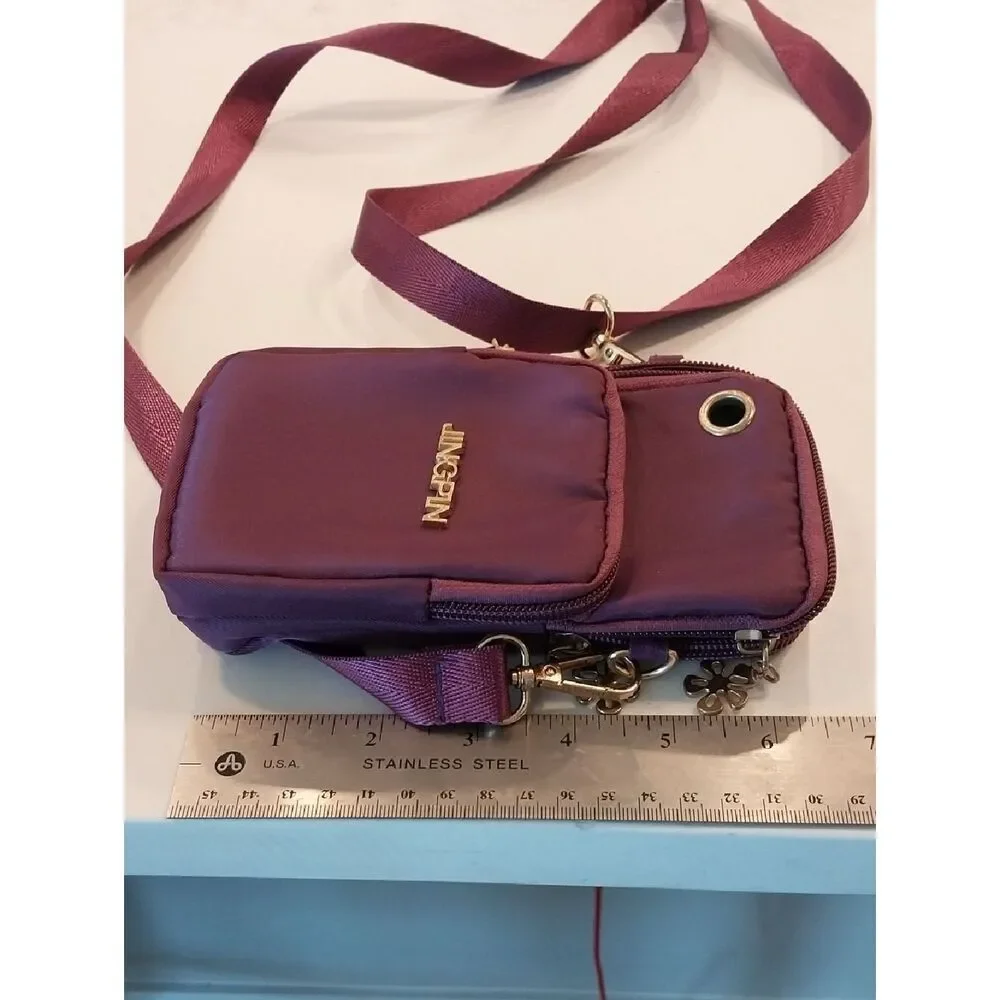 Women's Jingpin  Phone Case Pouch with Teal Interior and Burgundy Exterior...New